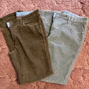 BUNDLE! LL Bean Corduroy Pants Gray & Brown Corduroy Academic Retro Casual 36X34